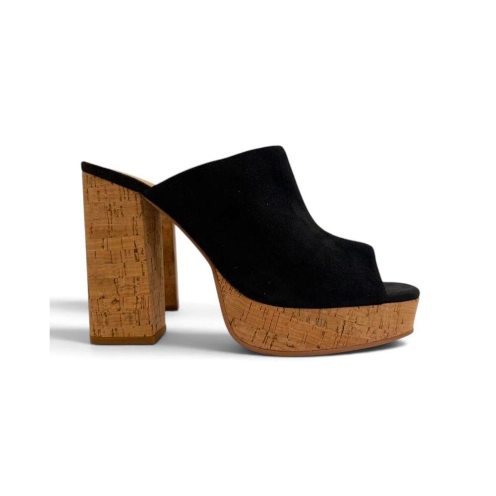 Lisa Vicky Joy-V Black Platform Cork Heel Shoes, NWOT! Size 10M